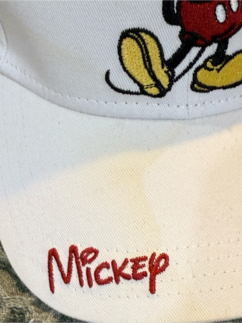 Mickey Mouse White Baseball Cap with Red Accents